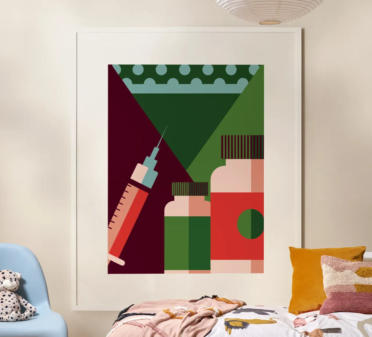 Iniezioni e farmaci poster con telaio in legno da LOOK DIFFERENT