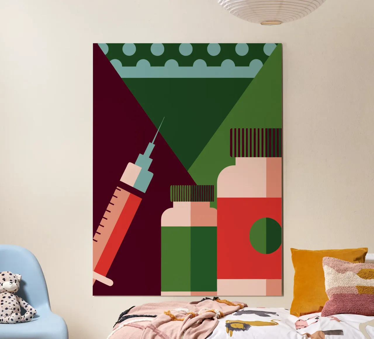 Iniezioni e farmaci poster con telaio in legno da LOOK DIFFERENT