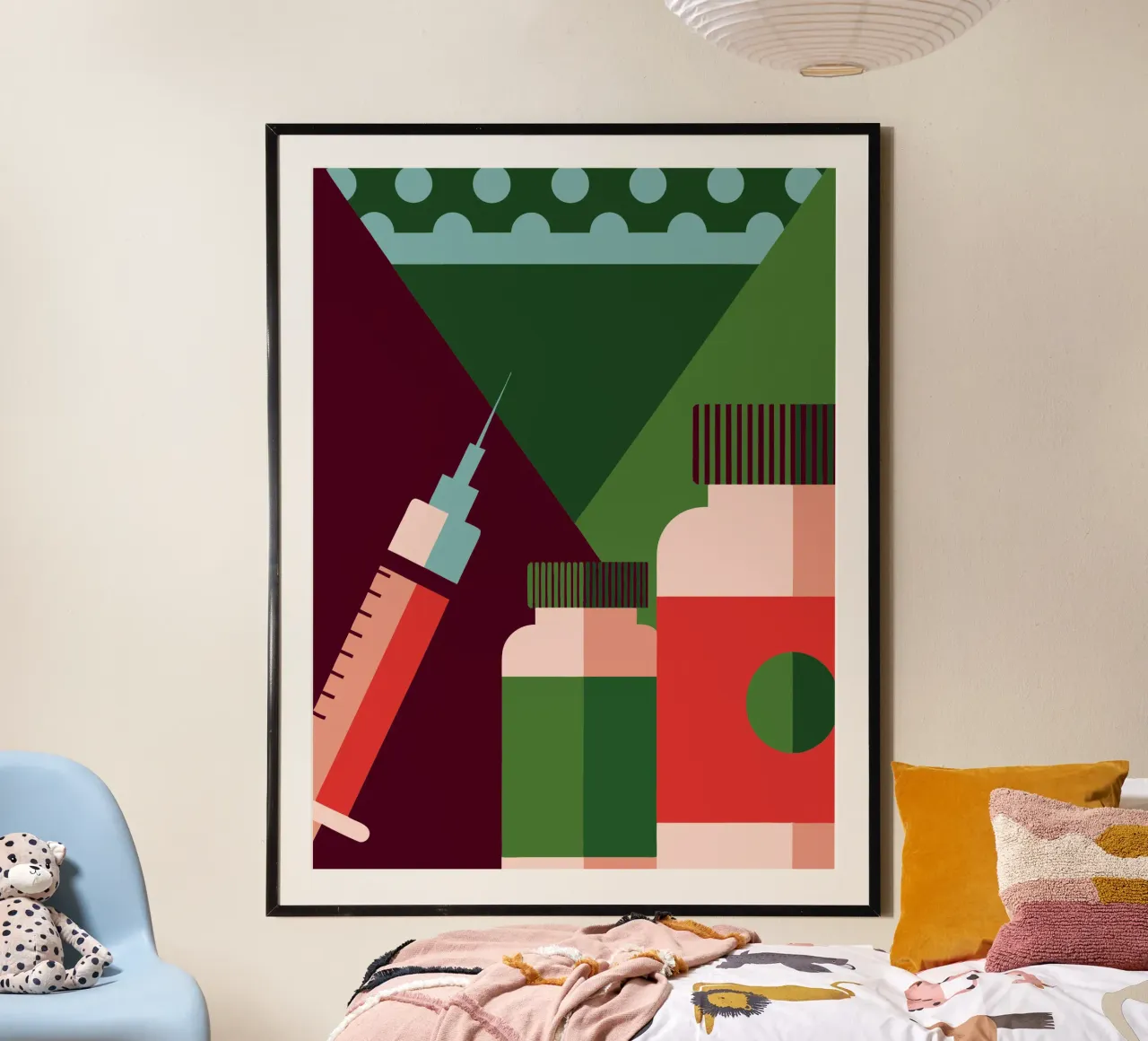 Iniezioni e farmaci poster con telaio in legno da LOOK DIFFERENT