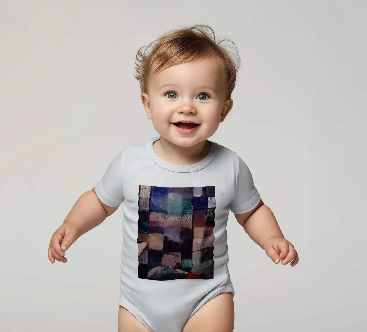 Paul Klee: Hammamet Motif - Abstract Color Blocks Masterpiec short-sleeve baby romper by NorwesClub