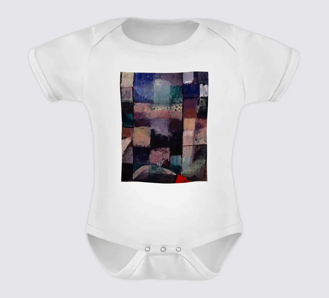 Paul Klee: Hammamet Motif - Abstract Color Blocks Masterpiec short-sleeve baby romper by NorwesClub