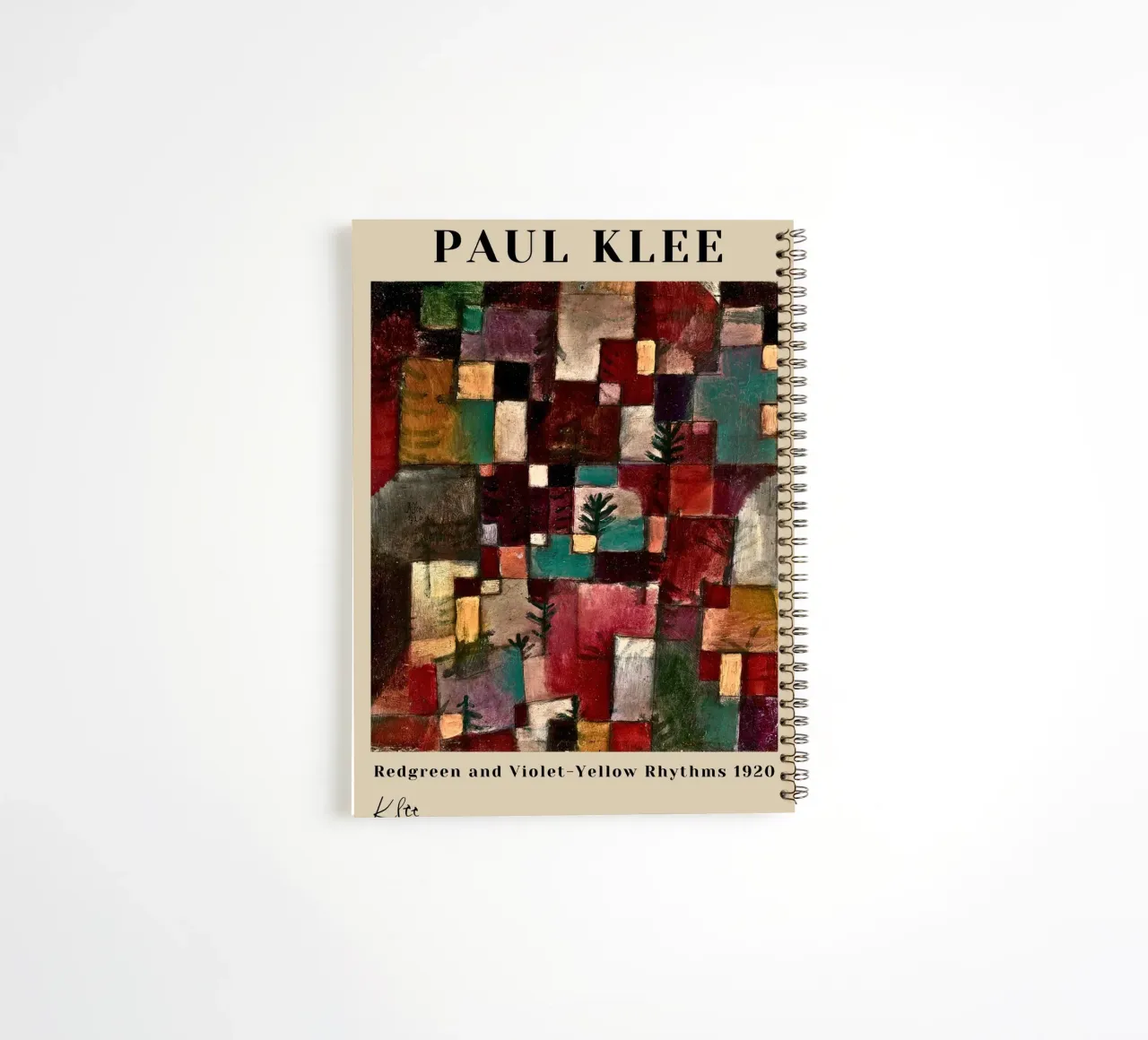Paul Klee Affiche abstraite Rythmes vert-rouge et jaune-violet carnet à spirale de NorwesClub