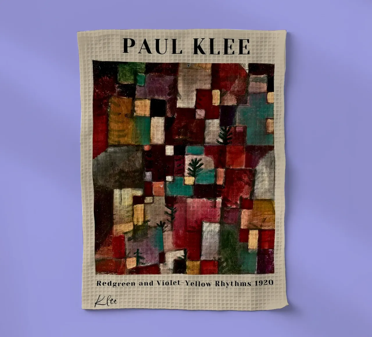 Paul Klee Affiche abstraite Rythmes vert-rouge et jaune-violet torchon de NorwesClub