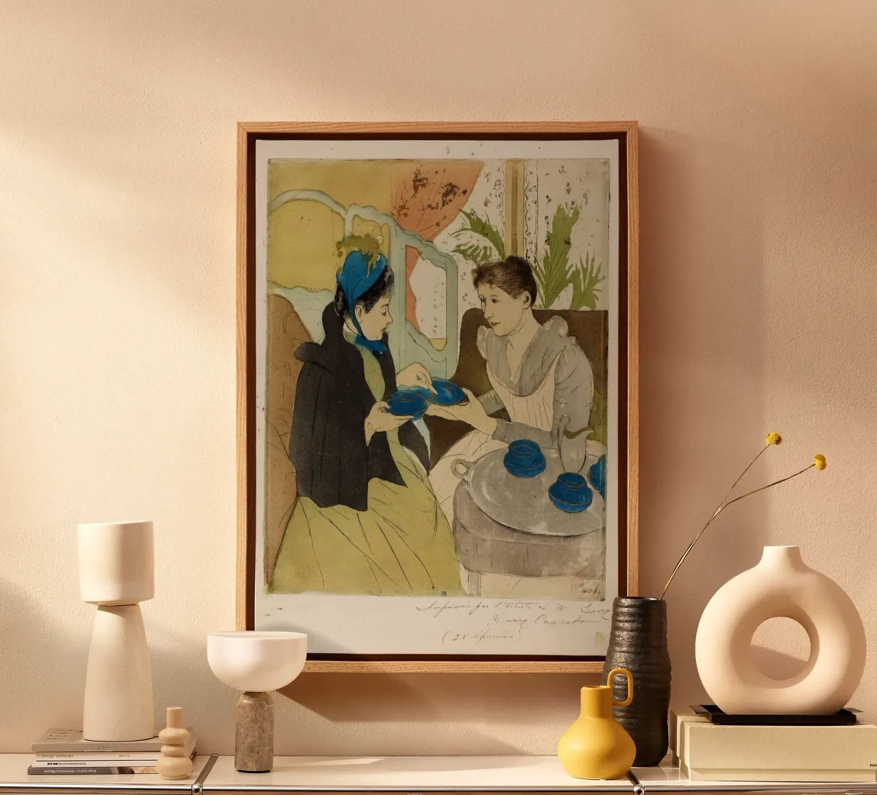 Mary Cassatt "Afternoon Tea Party" Impressionist Print canvas with Floater frame by NorwesClub