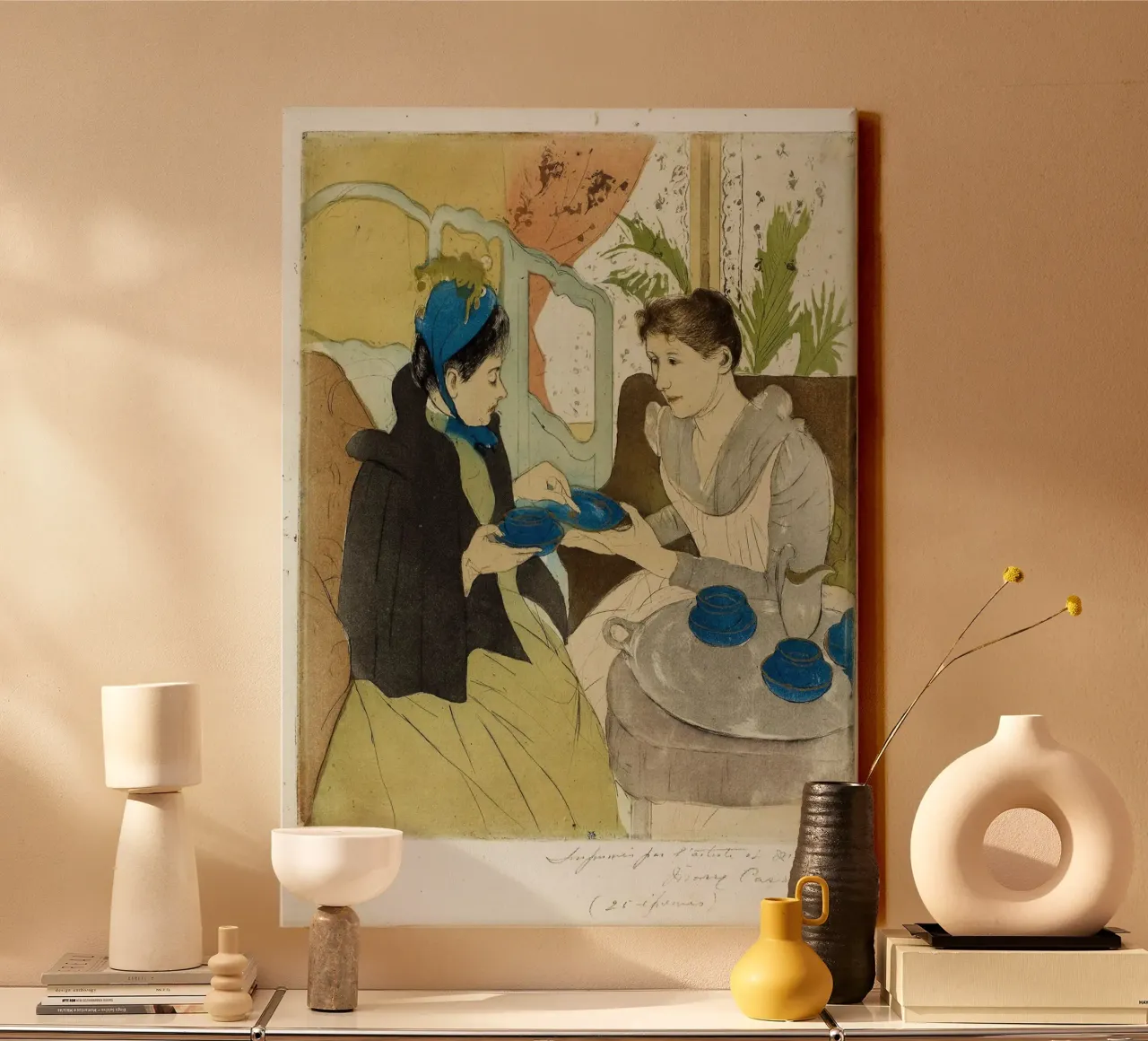 Mary Cassatt "Afternoon Tea Party" Impressionist Print canvas with Floater frame by NorwesClub