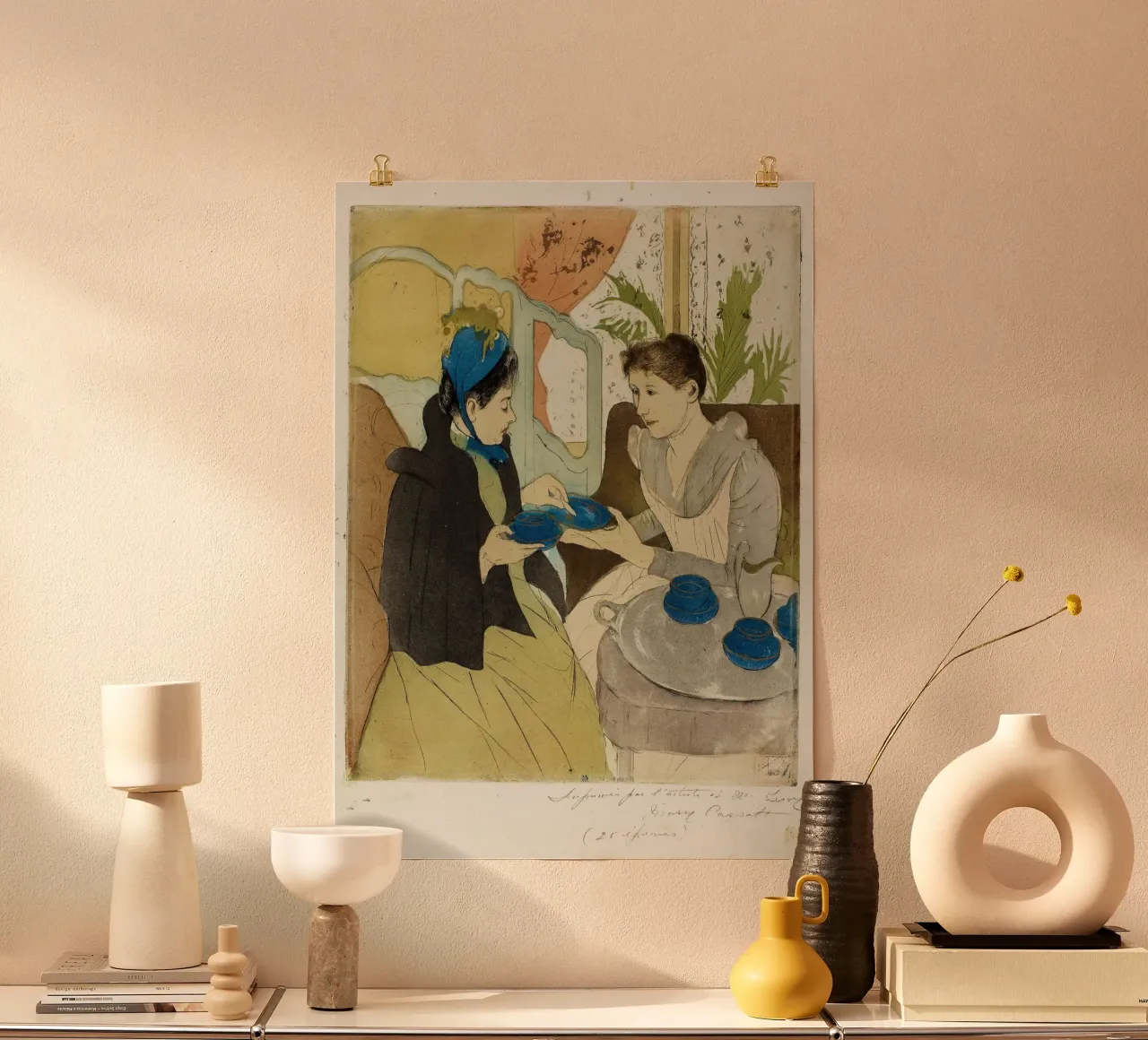 Stampa impressionista "Afternoon Tea Party" di Mary Cassatt poster con telaio in plastica da NorwesClub