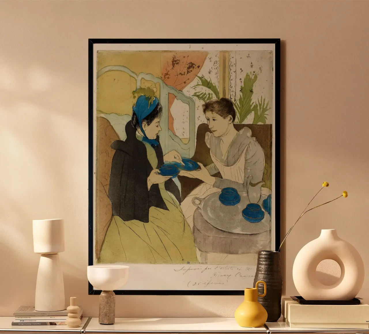Stampa impressionista "Afternoon Tea Party" di Mary Cassatt poster con telaio in plastica da NorwesClub
