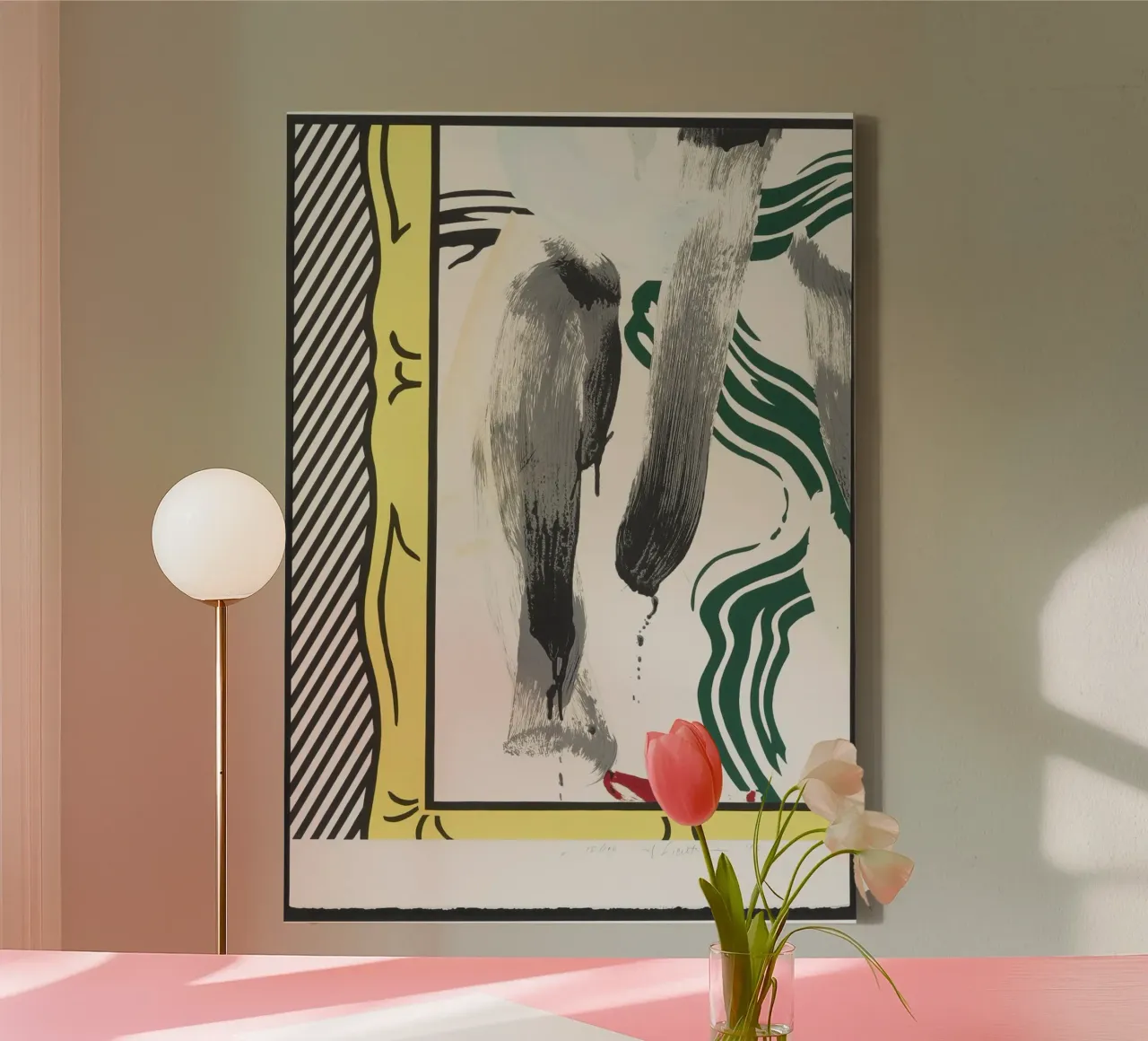 Roy Lichtenstein "Against Apartheid" Pop Art Statement canvas met Baklijst van NorwesClub