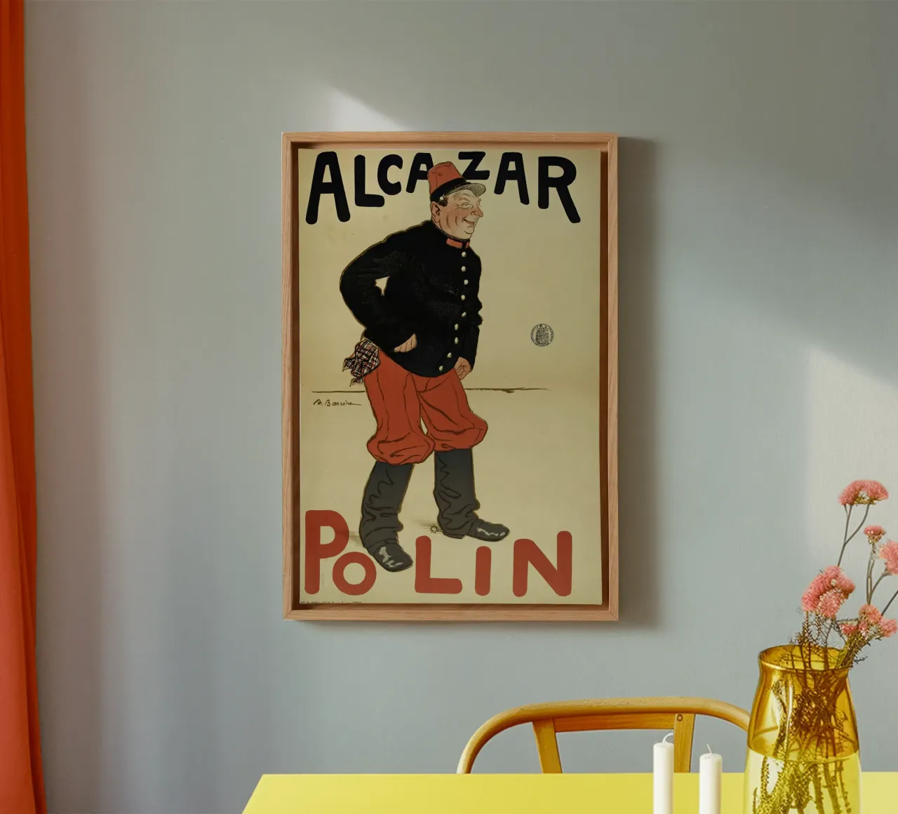Poster d'epoca di Alcazar Polin - Cabaret francese della Belle Epoque tela con Cornice a cassetta da NorwesClub