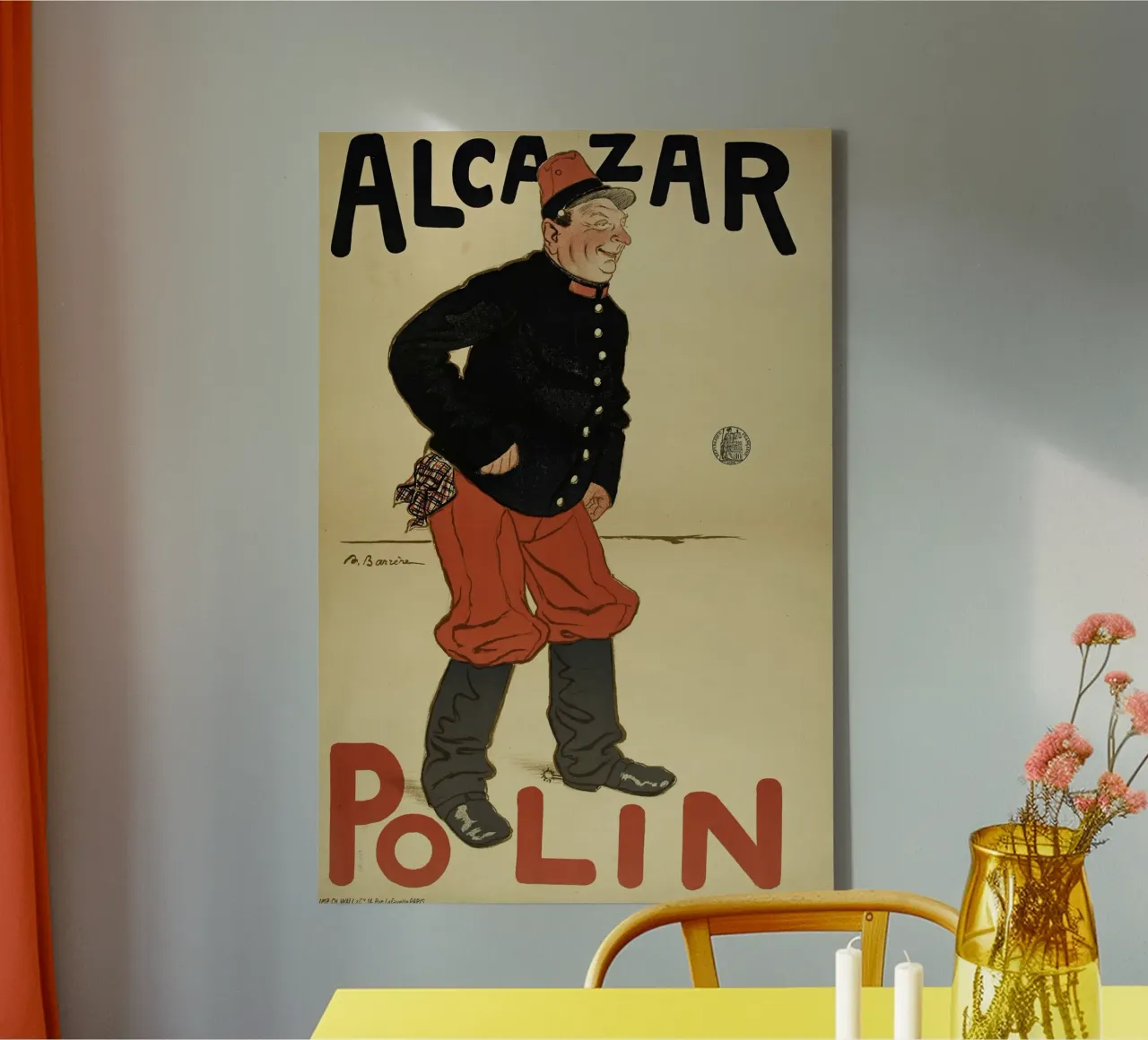 Poster d'epoca di Alcazar Polin - Cabaret francese della Belle Epoque tela con Cornice a cassetta da NorwesClub