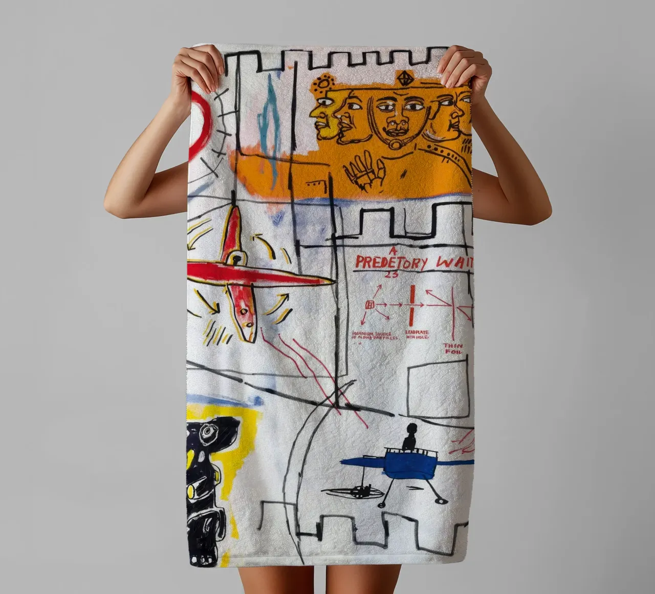 Basquiat: "Alpha Particles," Neo-Expressionism, Street Art, towel by NorwesClub