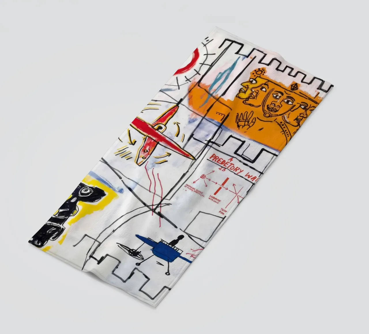 Basquiat: "Alpha Particles," Neo-Expressionism, Street Art, beach towel by NorwesClub