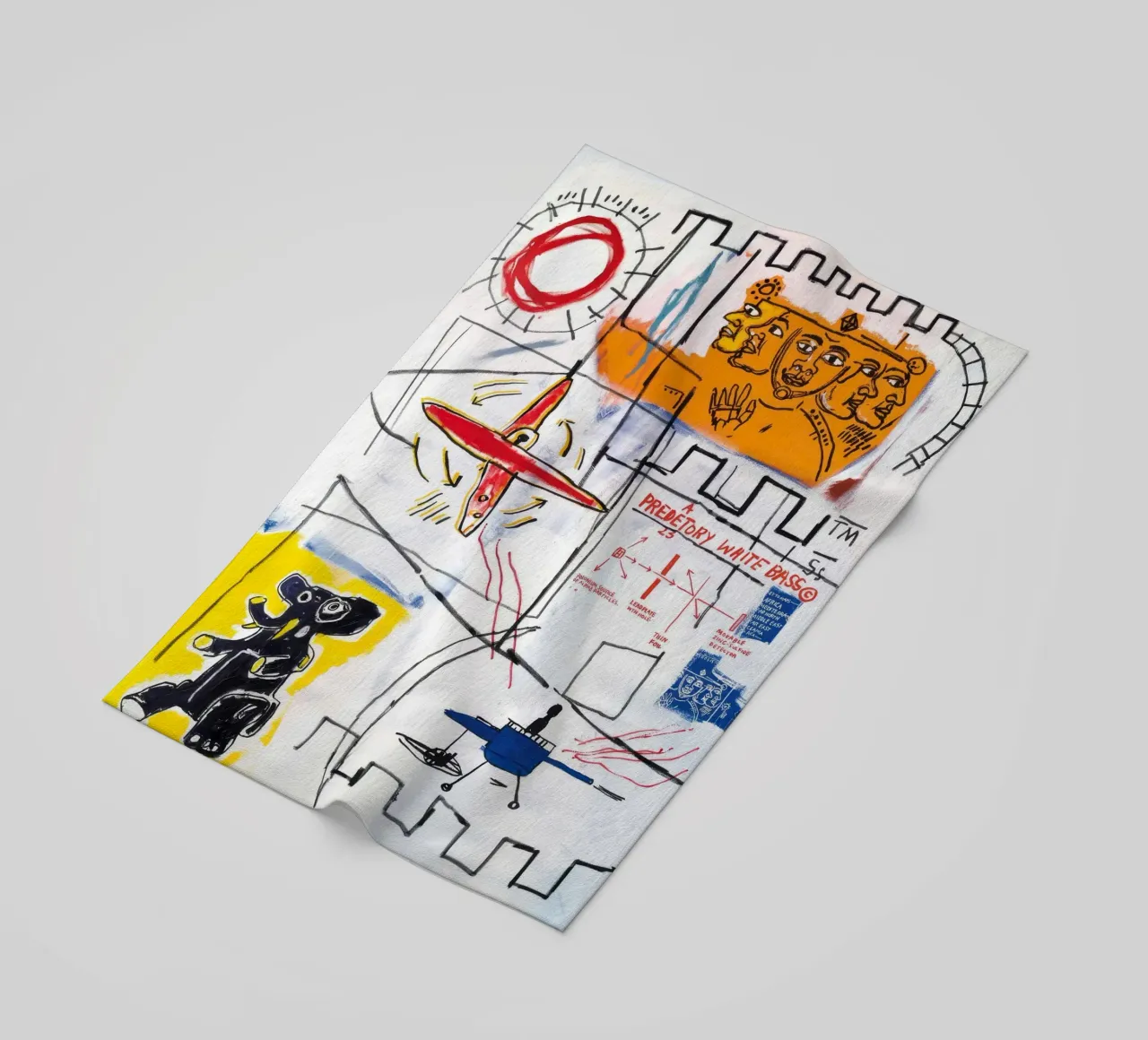 Basquiat: "Alpha Particles," Neo-Expressionism, Street Art, beach towel by NorwesClub