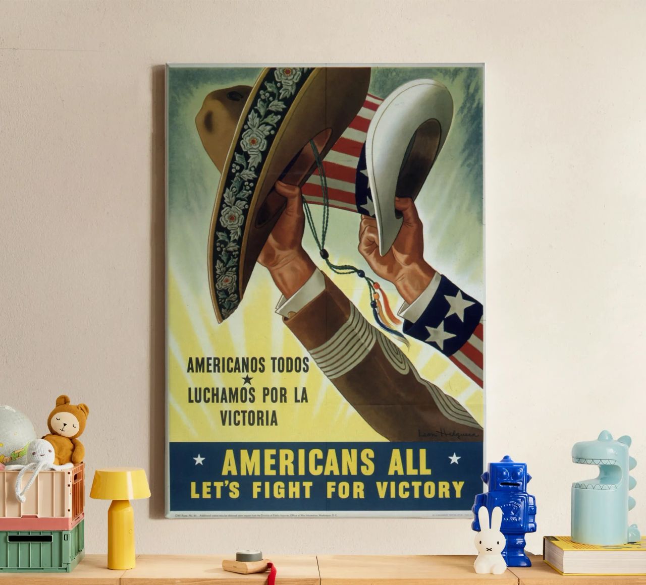 "Amerikaner alle: Lasst uns für den Sieg kämpfen" - WWII Propaganda P Leinwand von NorwesClub