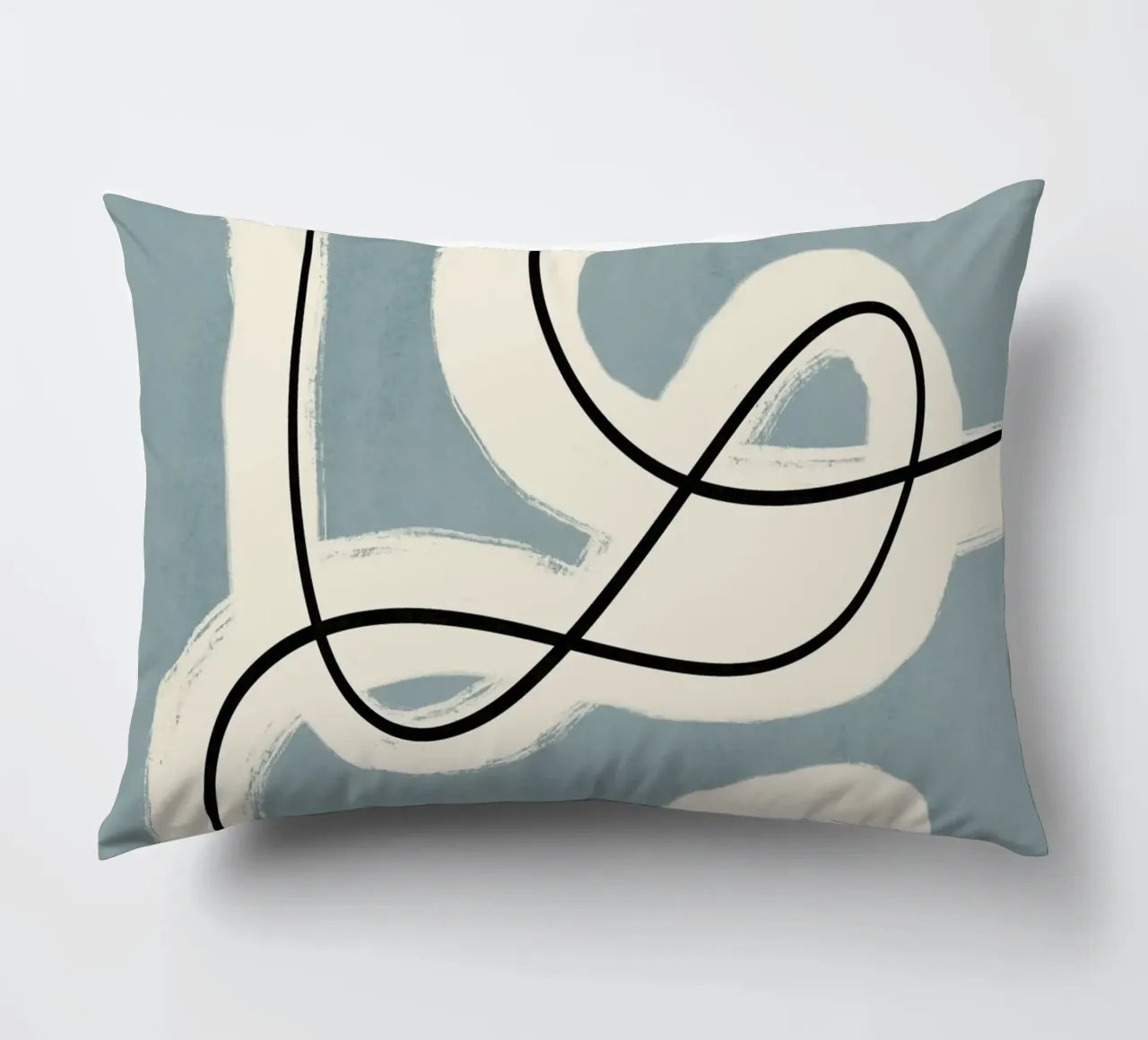 Line art minimalista in blu e grigio cuscino da Little Dean