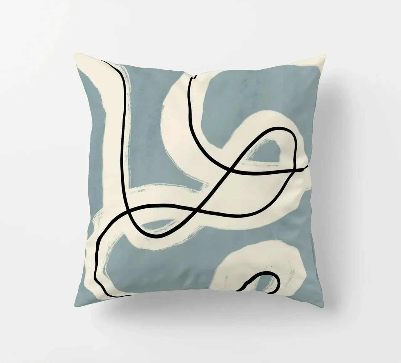 Line art minimalista in blu e grigio cuscino da Little Dean