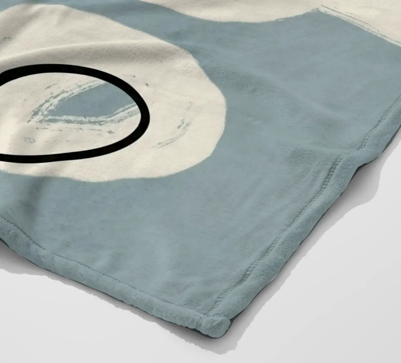 Line art minimalista in blu e grigio coperta in pile da Little Dean