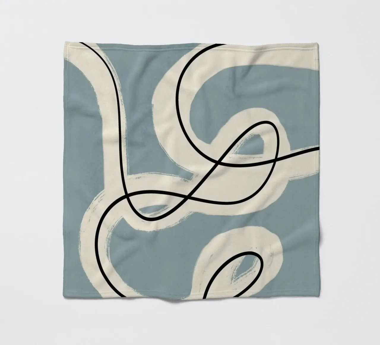 Line art minimalista in blu e grigio coperta in pile da Little Dean