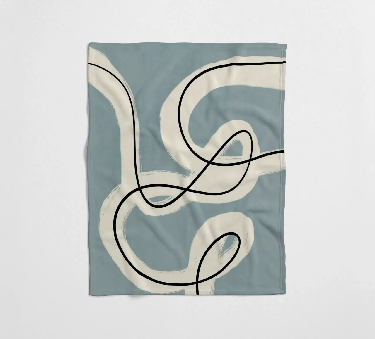 Line art minimalista in blu e grigio coperta in pile da Little Dean