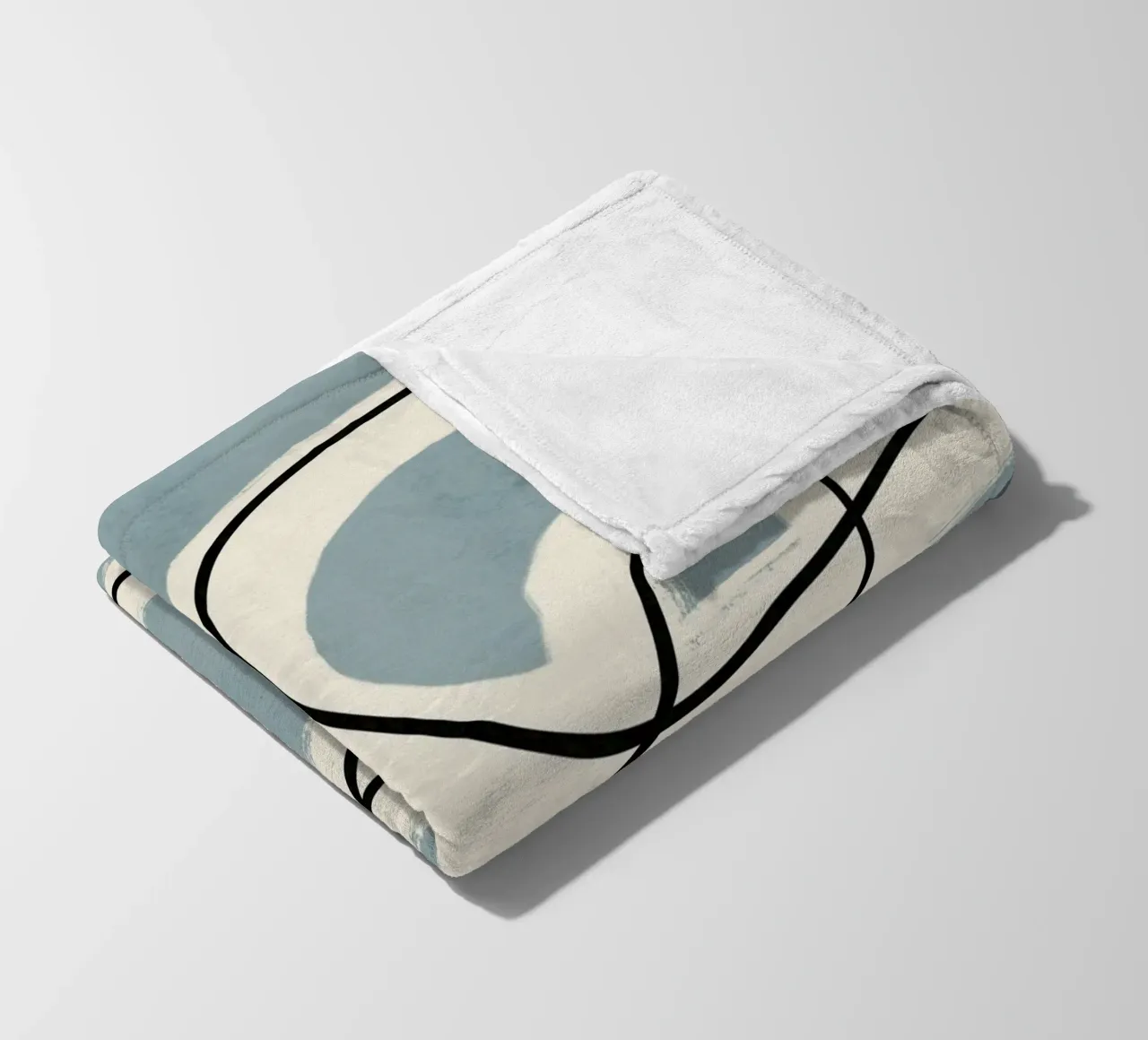 Line art minimalista in blu e grigio coperta in pile da Little Dean
