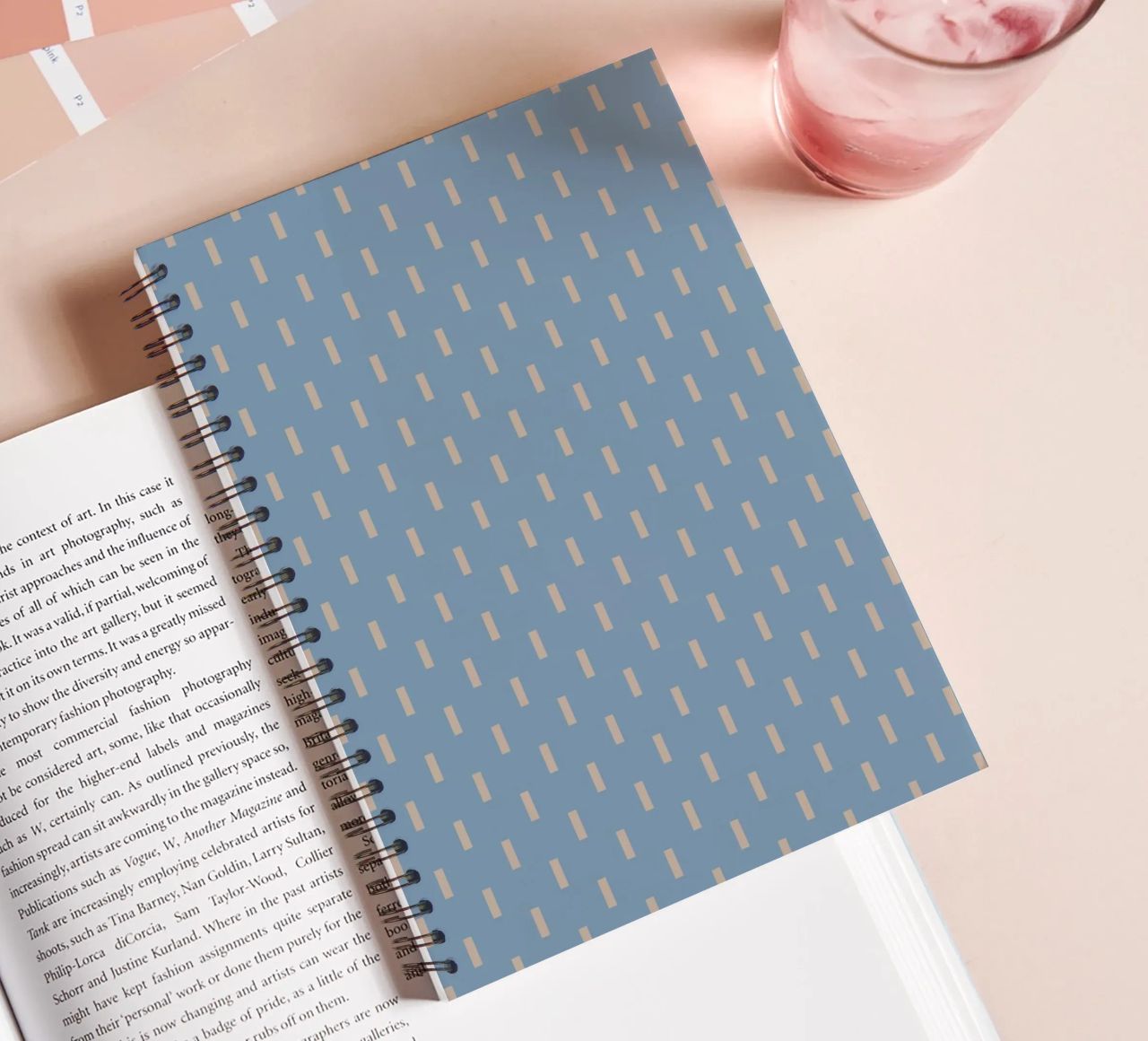 White rectangles vertical pattern spiral notebook by Little Dean