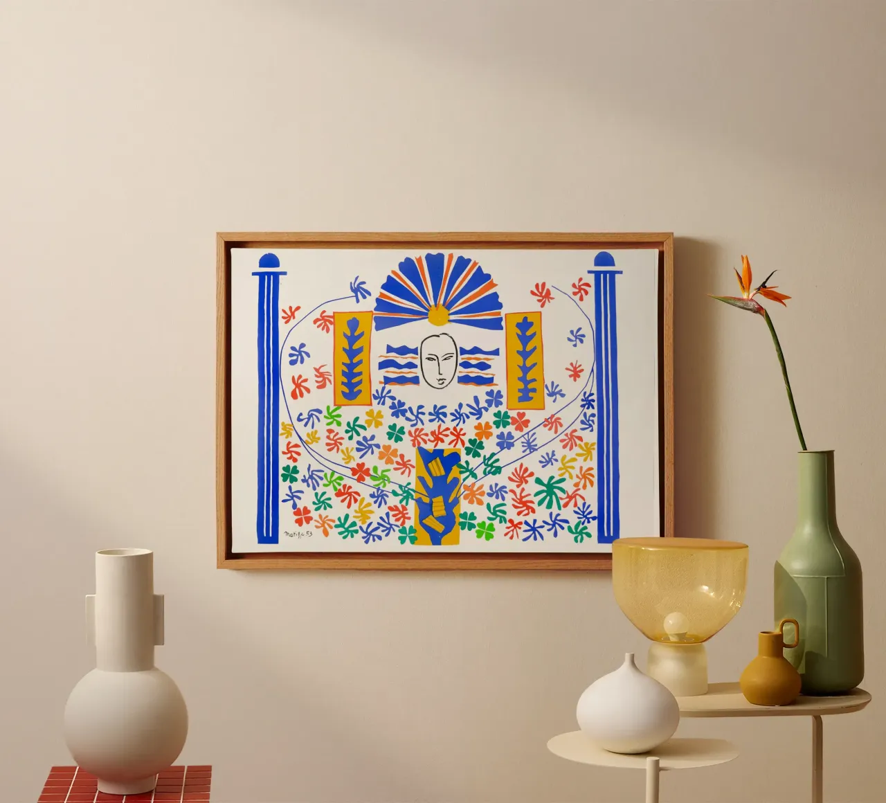 Henri Matisse: "Apolo", Moderno de mediados de siglo, Recortables, Vibra lienzo con Marco flotante de NorwesClub
