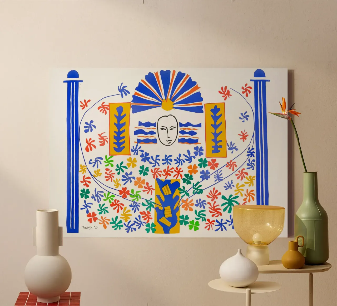 Henri Matisse: "Apolo", Moderno de mediados de siglo, Recortables, Vibra lienzo con Marco flotante de NorwesClub