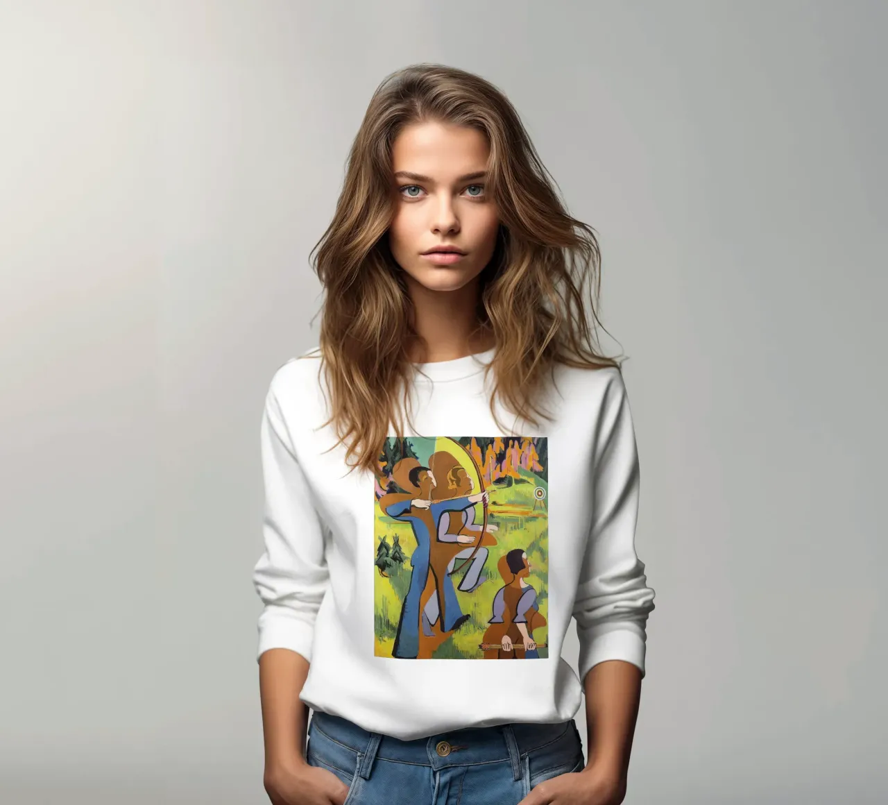 Kirchner: "Boogschutters", expressionisme, primitivisme, Dynamic Mod sweatshirt van NorwesClub