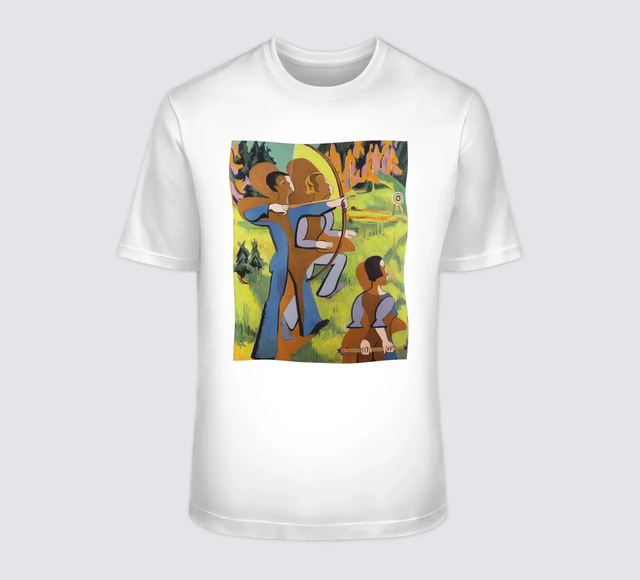 Kirchner: "Boogschutters", expressionisme, primitivisme, Dynamic Mod t-shirt van NorwesClub