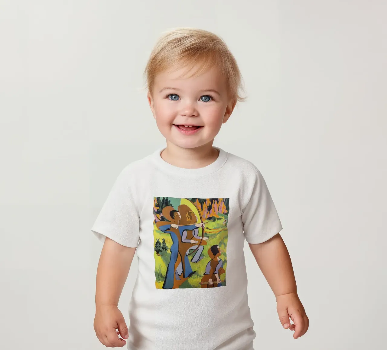 Kirchner: "Boogschutters", expressionisme, primitivisme, Dynamic Mod baby t-shirt van NorwesClub