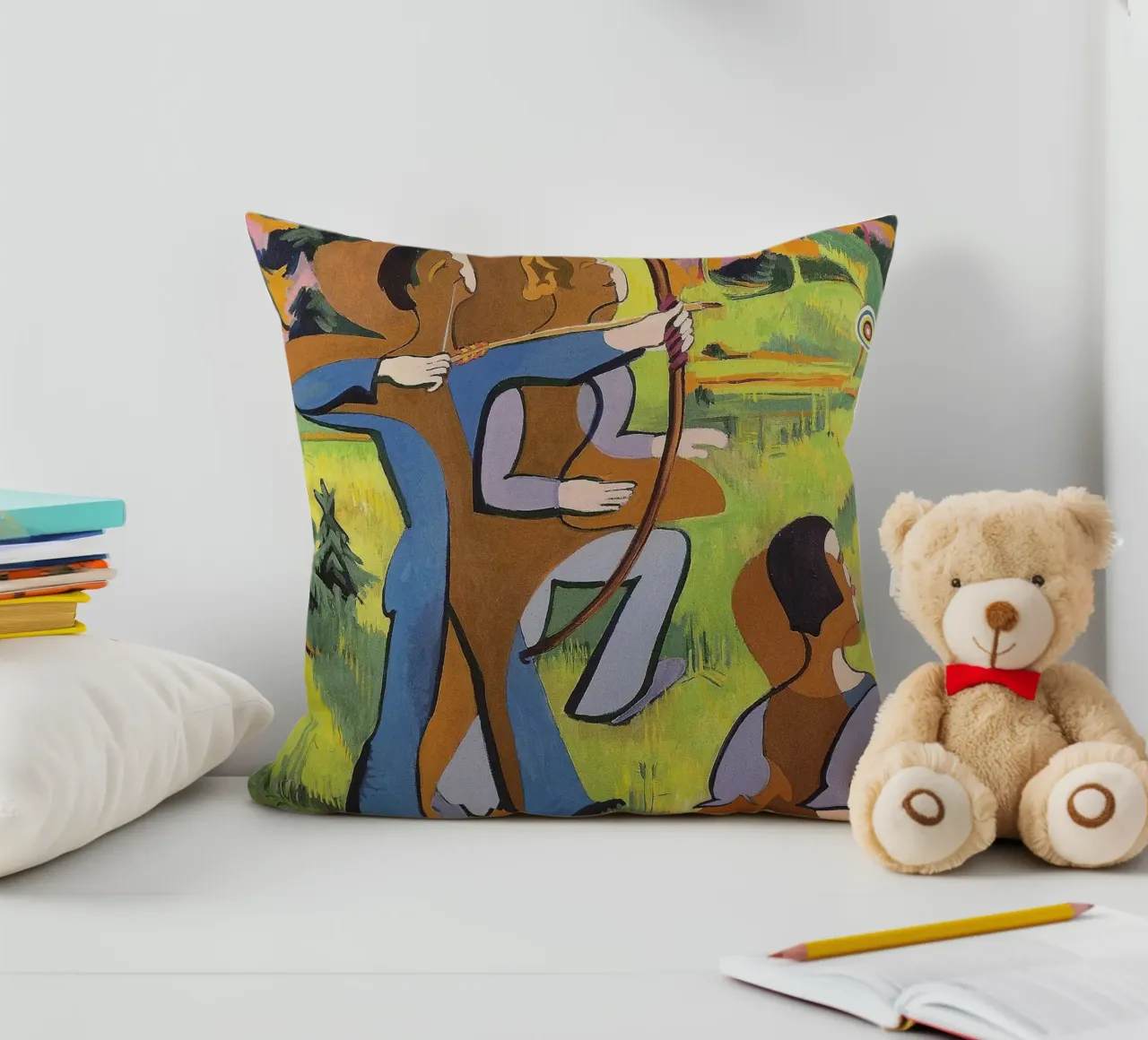 Kirchner: "Boogschutters", expressionisme, primitivisme, Dynamic Mod kussen van NorwesClub