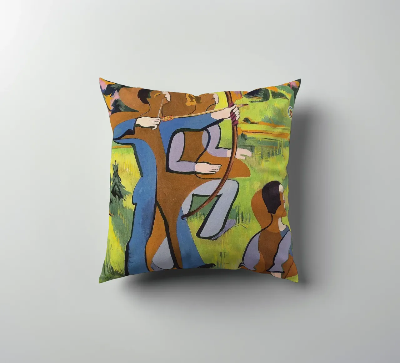 Kirchner: "Boogschutters", expressionisme, primitivisme, Dynamic Mod kussen van NorwesClub