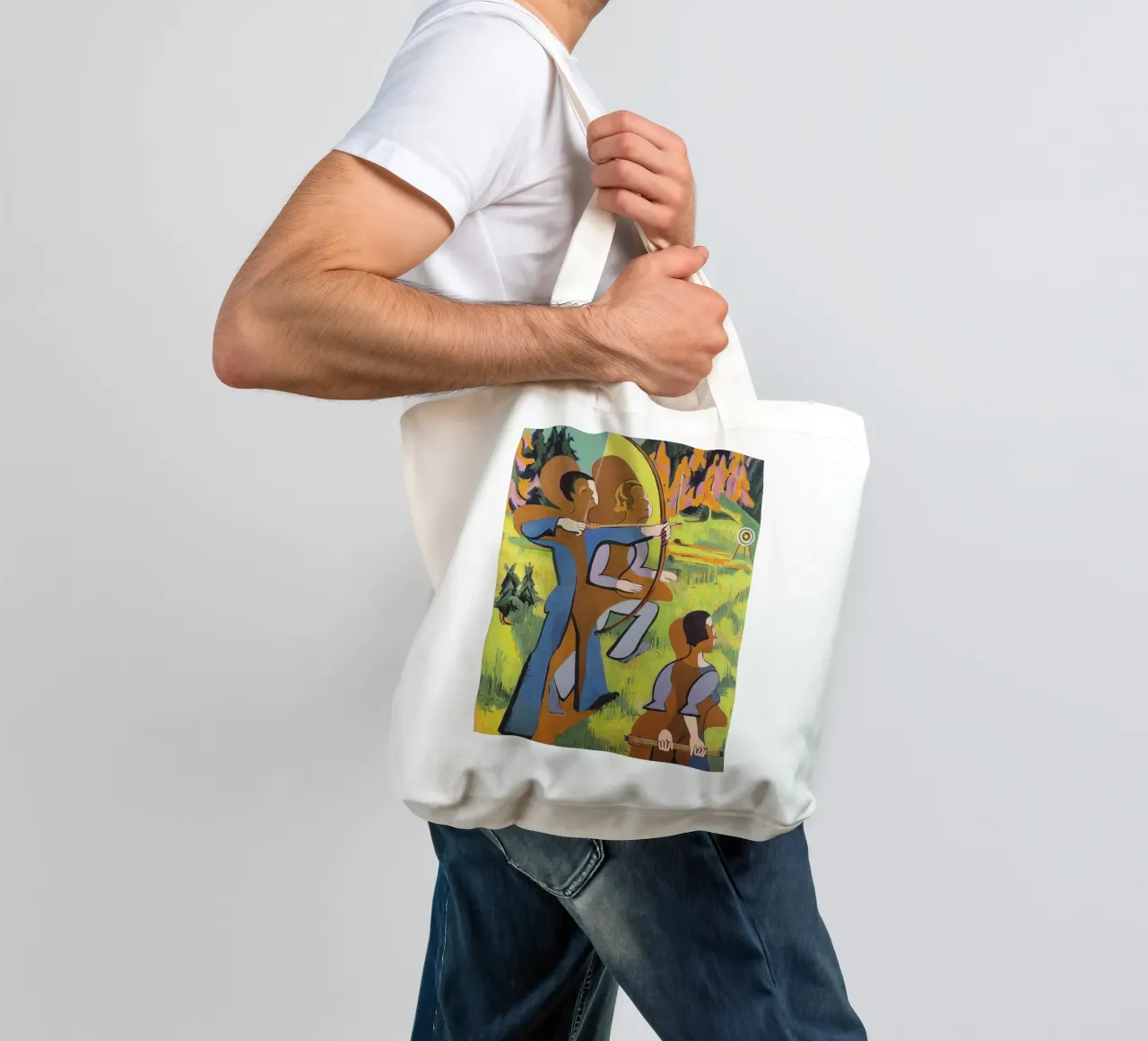 Kirchner: "Boogschutters", expressionisme, primitivisme, Dynamic Mod jute draagtas van NorwesClub