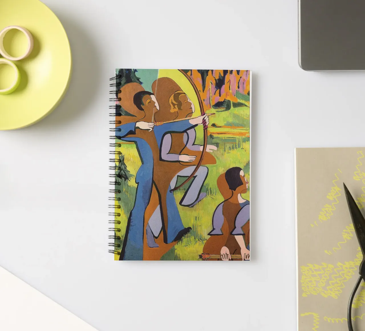 Kirchner: "Boogschutters", expressionisme, primitivisme, Dynamic Mod notitieboek met spiraal van NorwesClub