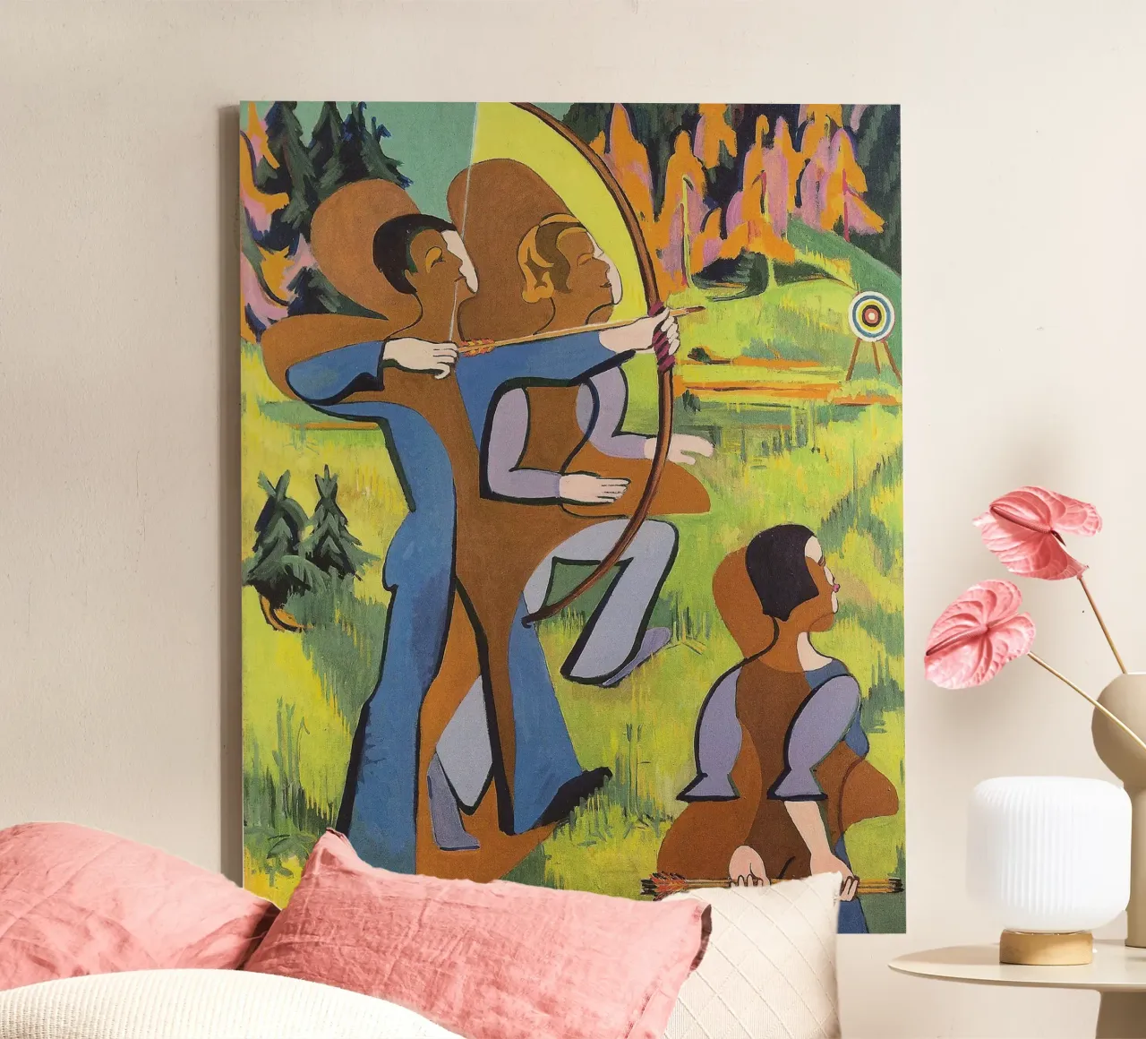 Kirchner: "Boogschutters", expressionisme, primitivisme, Dynamic Mod canvas van NorwesClub