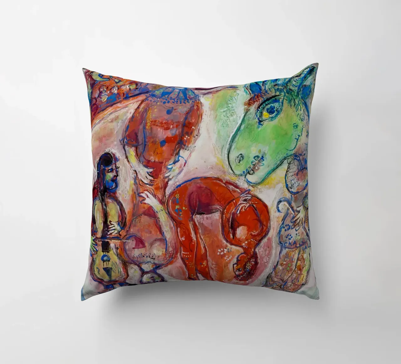 Arlecchino e Luna gialla di Chagall - Surreal Circus Dreamscap cuscino da NorwesClub