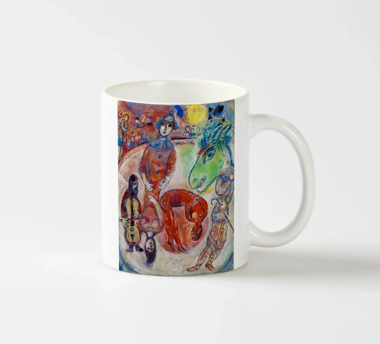Arlecchino e Luna gialla di Chagall - Surreal Circus Dreamscap tazza in ceramica da NorwesClub
