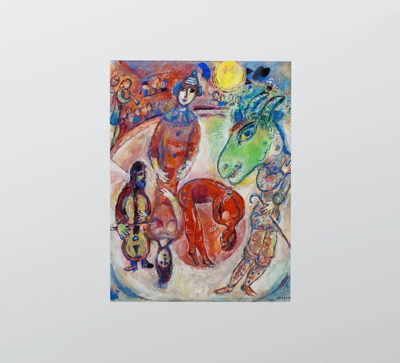 Chagall's Harlequin & Yellow Moon - Surreal Circus Dreamscap sticker by NorwesClub