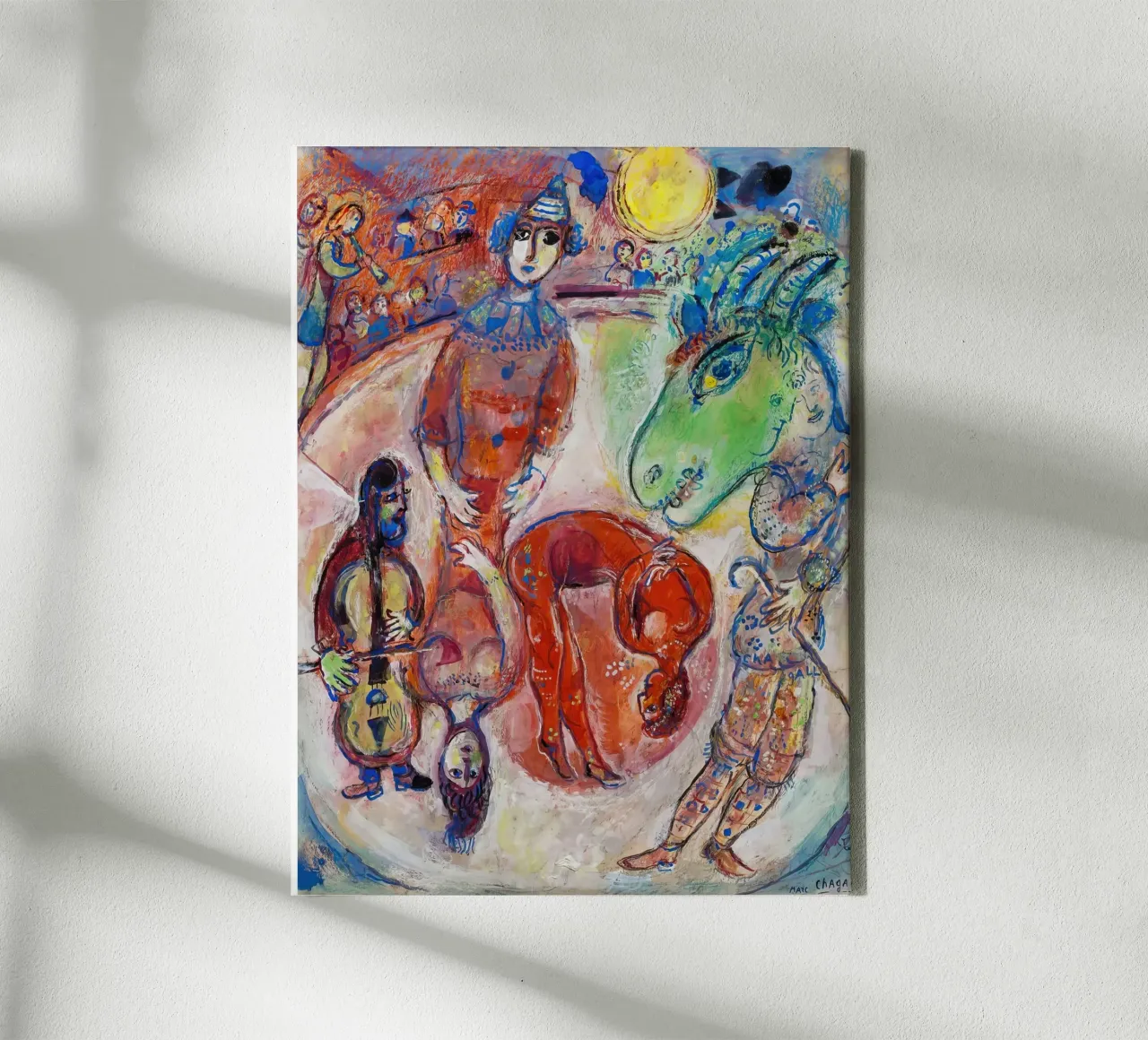 Chagall's Harlequin & Yellow Moon - Surreal Circus Dreamscap canvas by NorwesClub