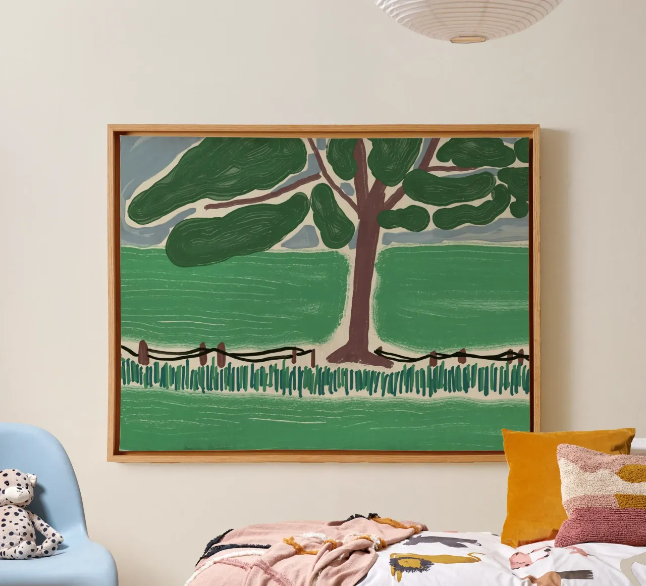 Tree by the bank canvas with Floater frame by Little Dean
