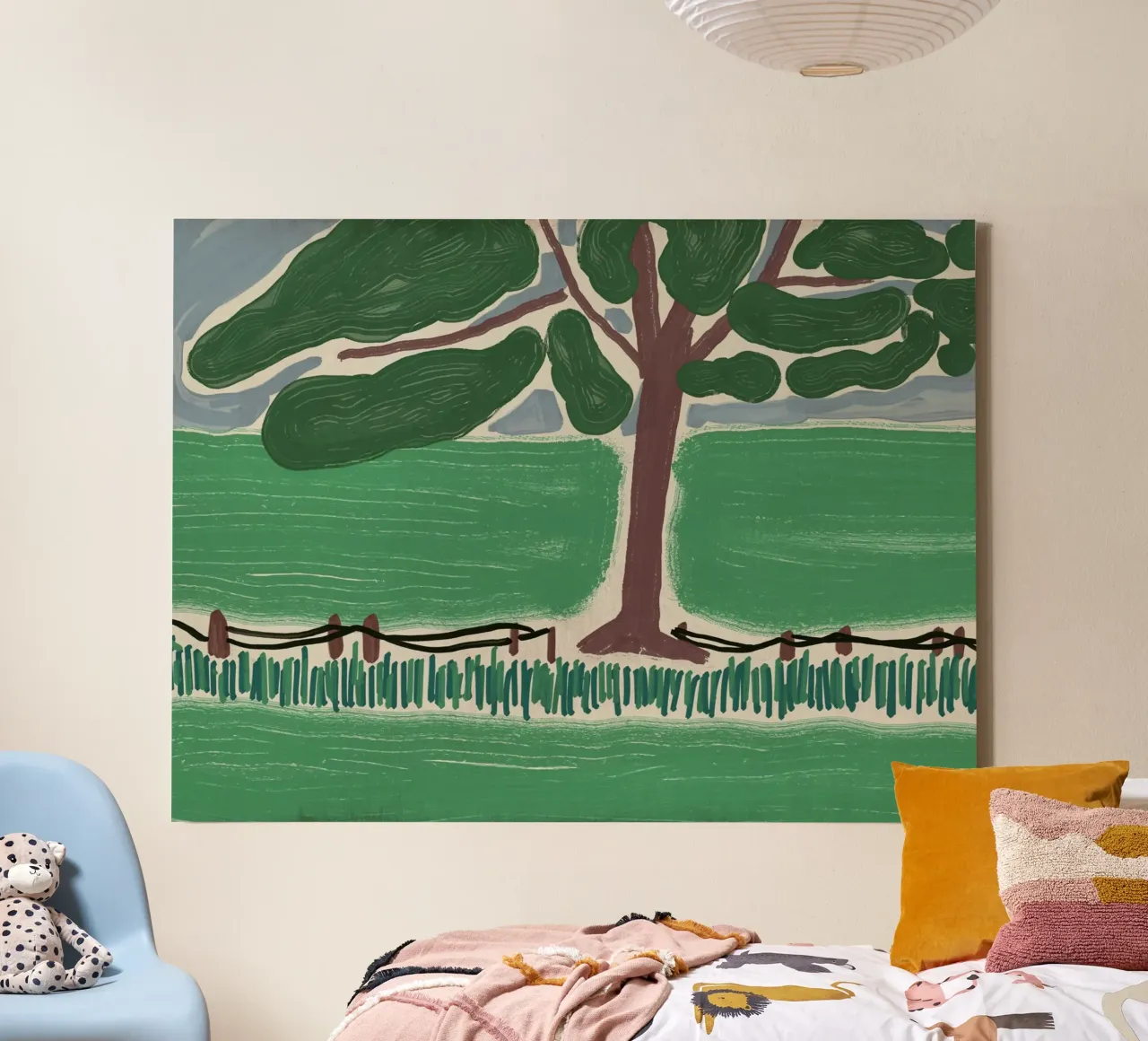 Tree by the bank canvas with Floater frame by Little Dean