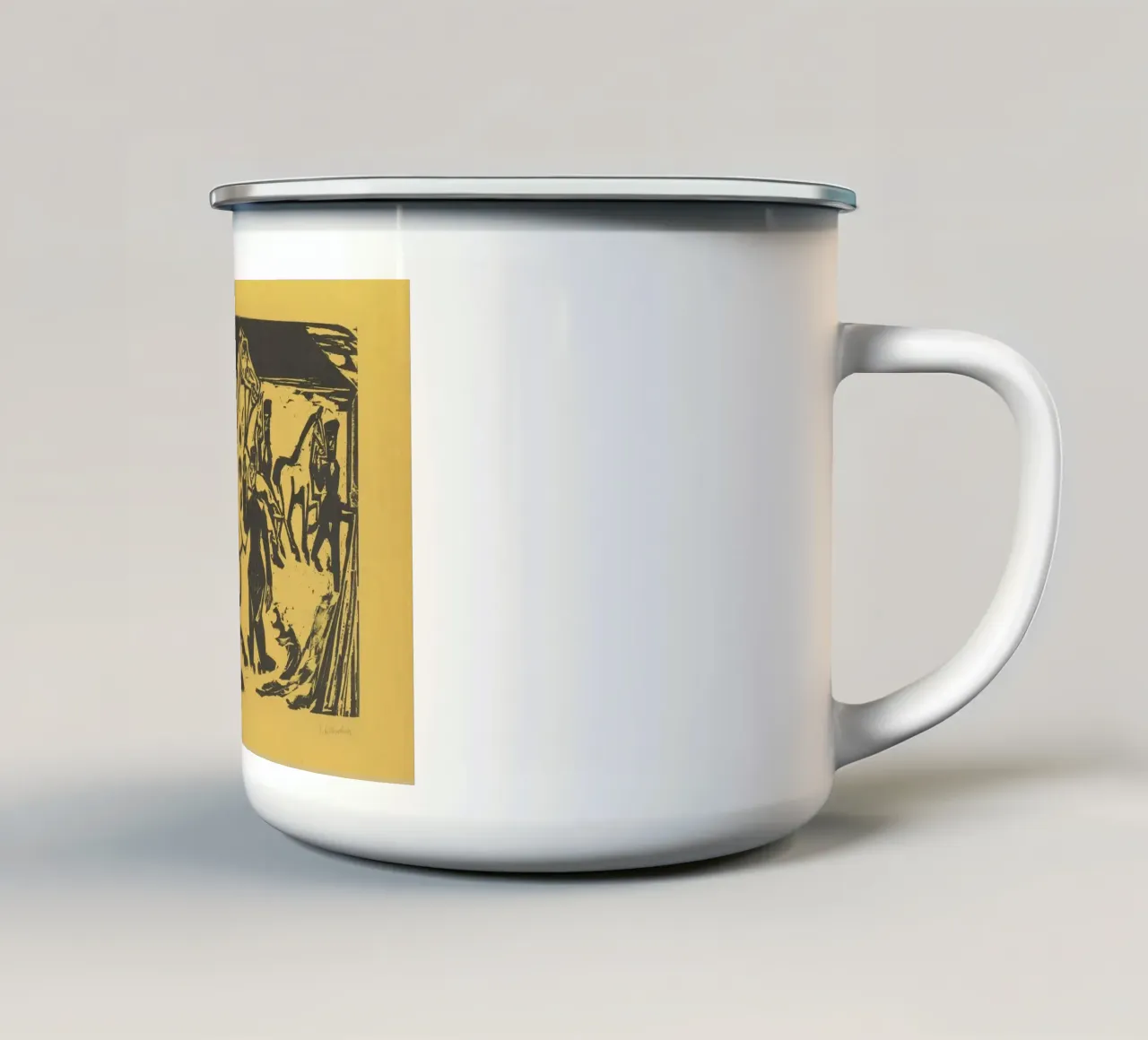Artilleristen di Kirchner (1915) - Arte xilografica espressionista tazza in smalto da NorwesClub