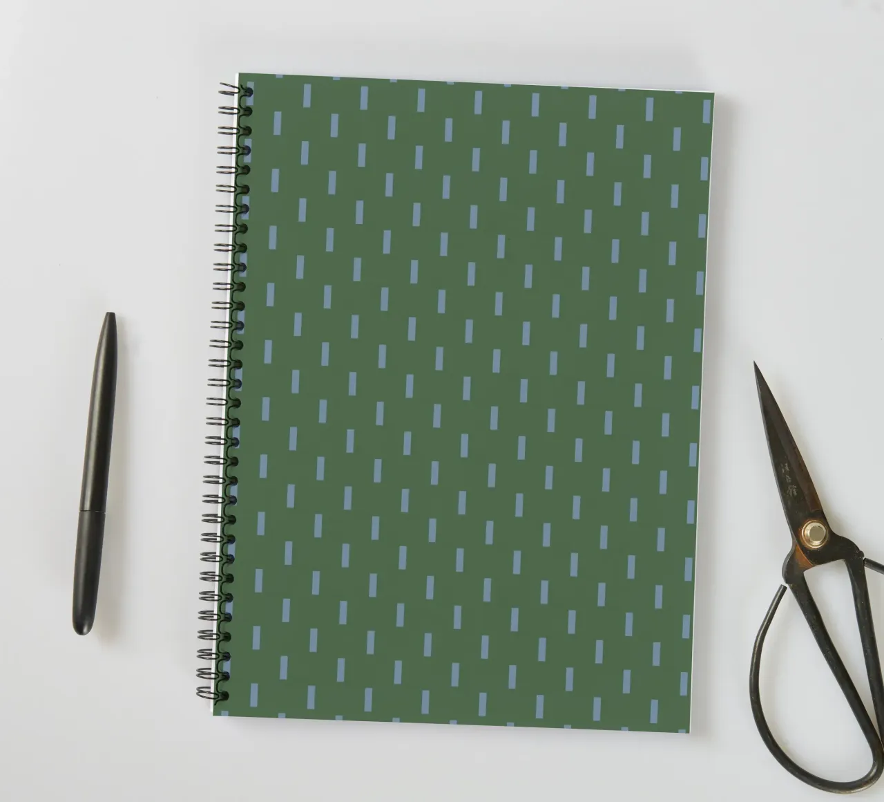 Blue rectangles grid minimalist spiral notebook by Little Dean