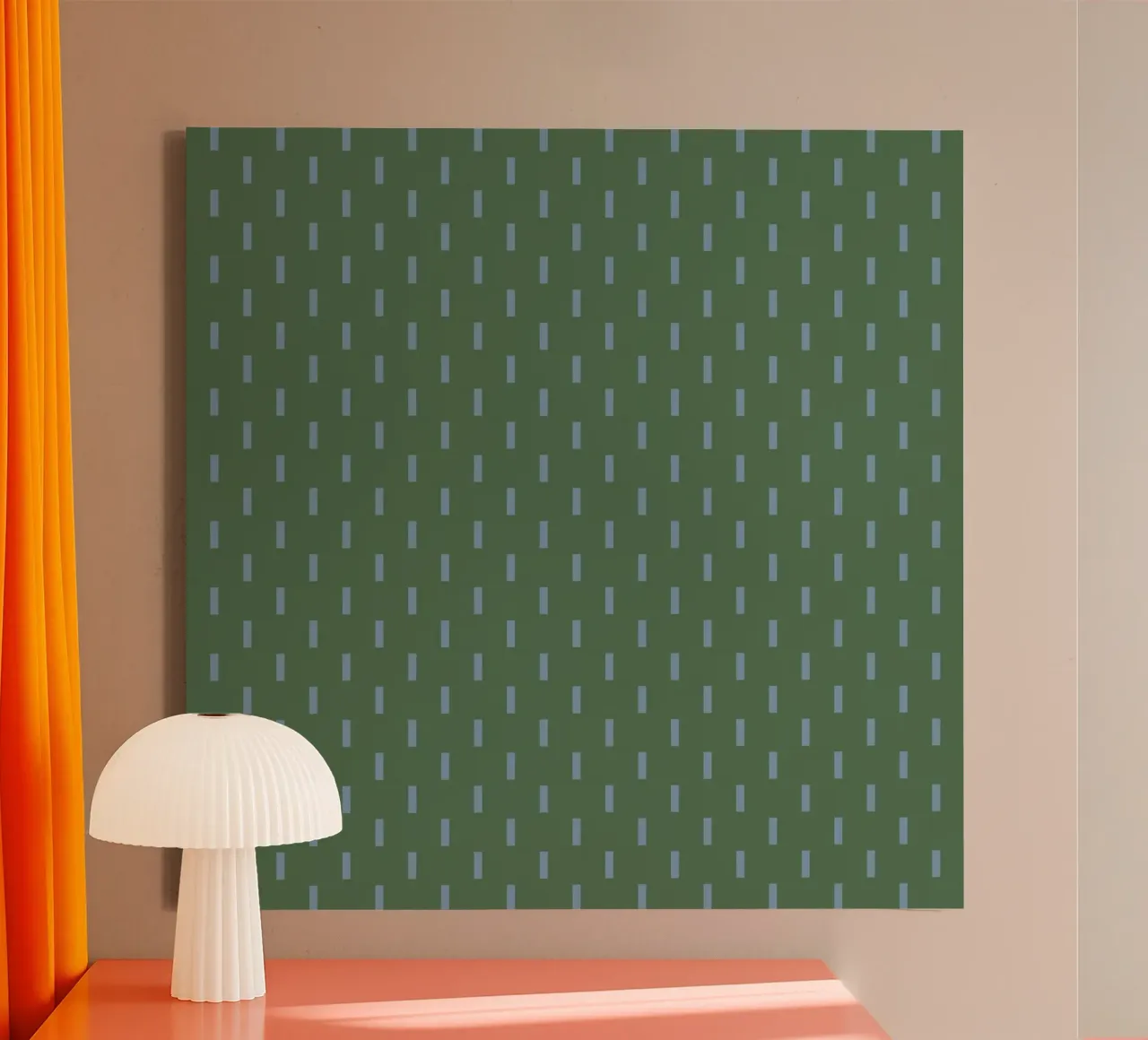 Blaue Rechtecke Gitter minimalistisch Leinwand mit Schattenfugenrahmen von Little Dean