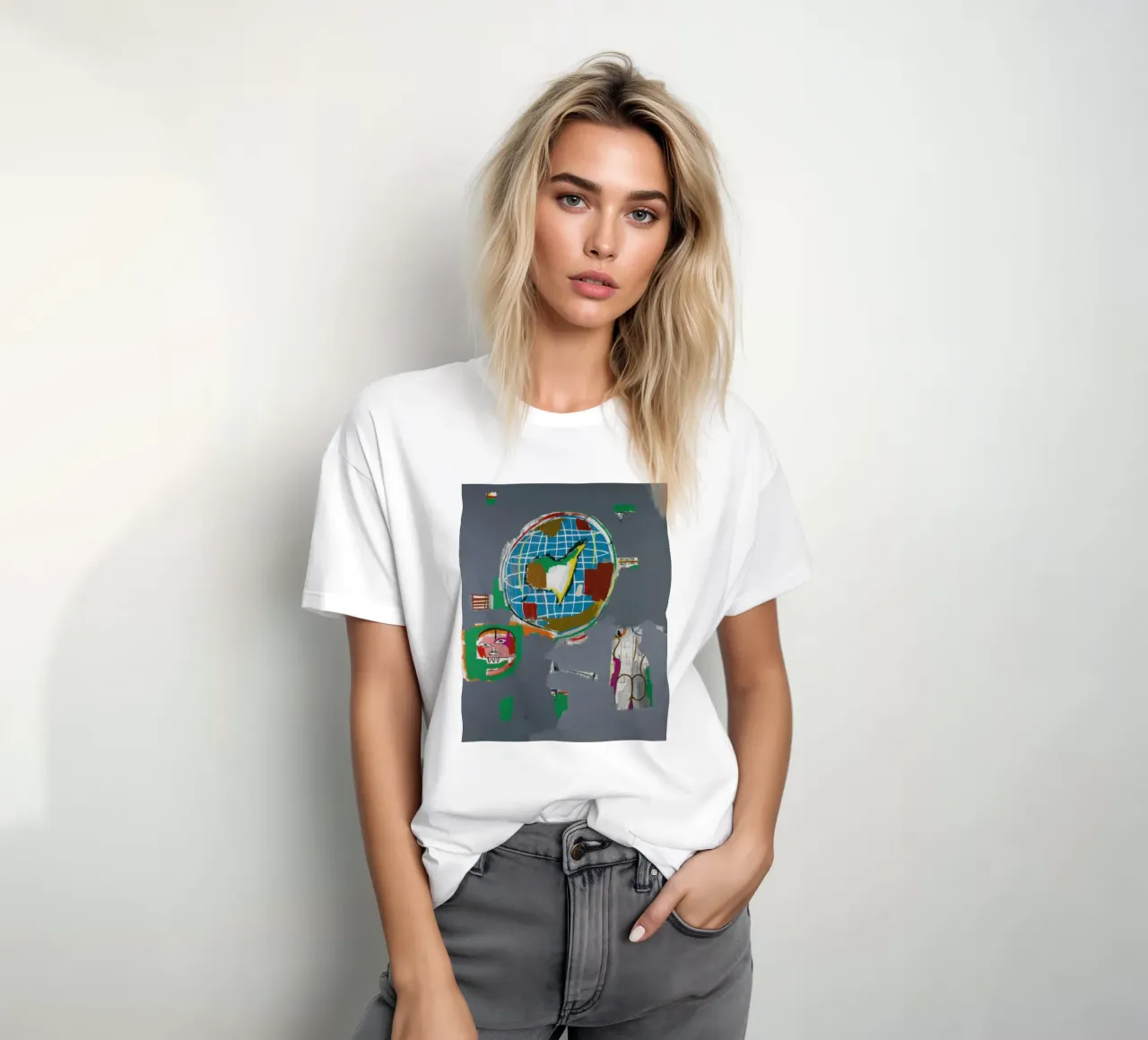 "At Large" (1984) di Basquiat - Visione globale neo-espressionista t-shirt da NorwesClub