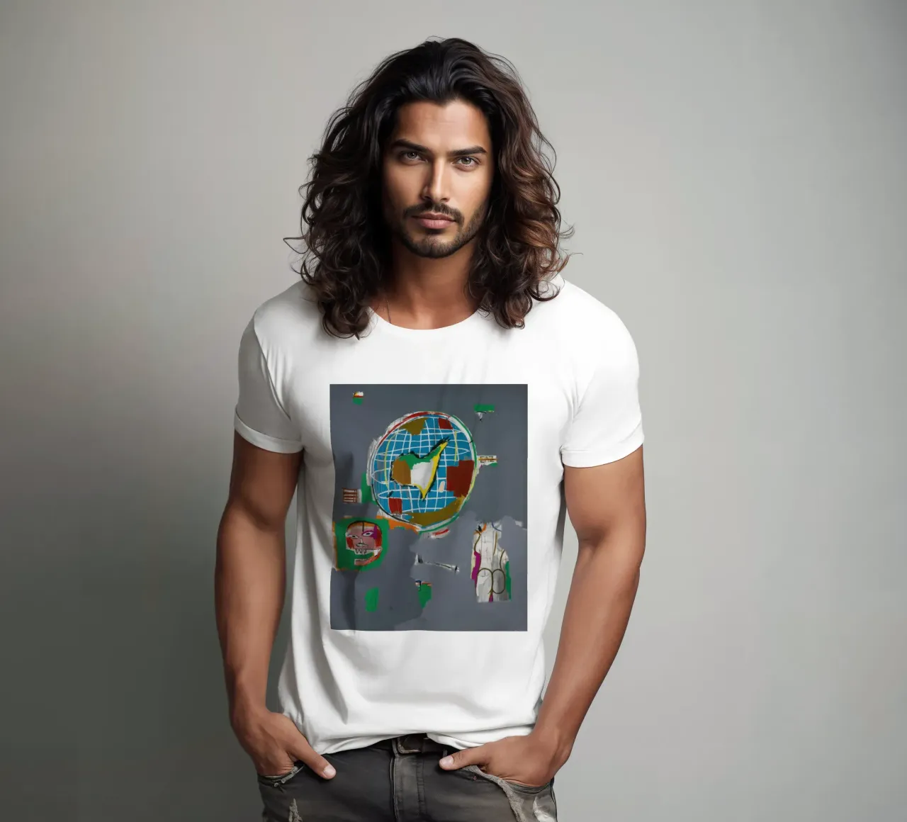 "At Large" (1984) di Basquiat - Visione globale neo-espressionista t-shirt da NorwesClub