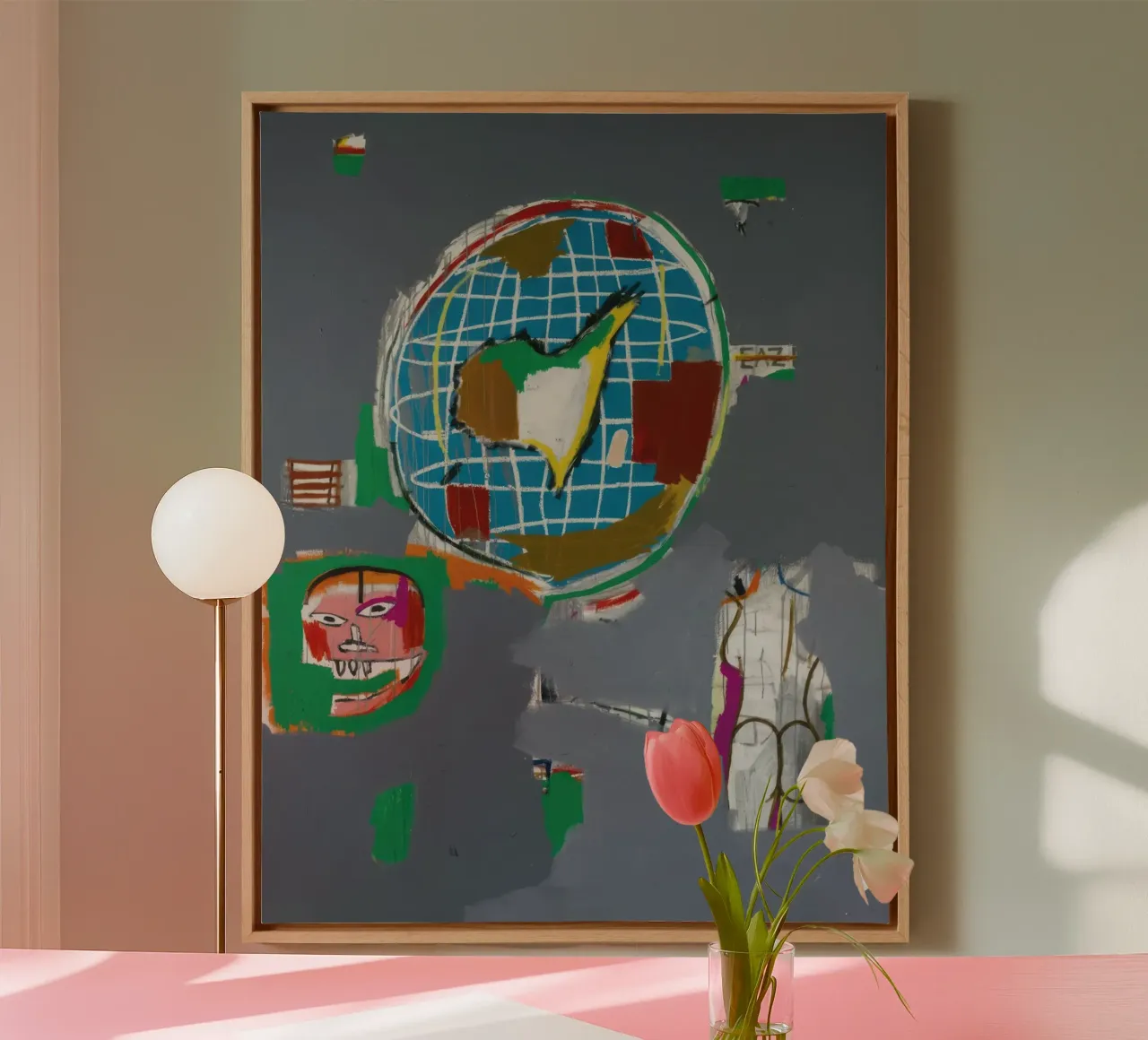 Basquiat's "At Large" (1984) - Neo-Expressionist Global Visi canvas by NorwesClub