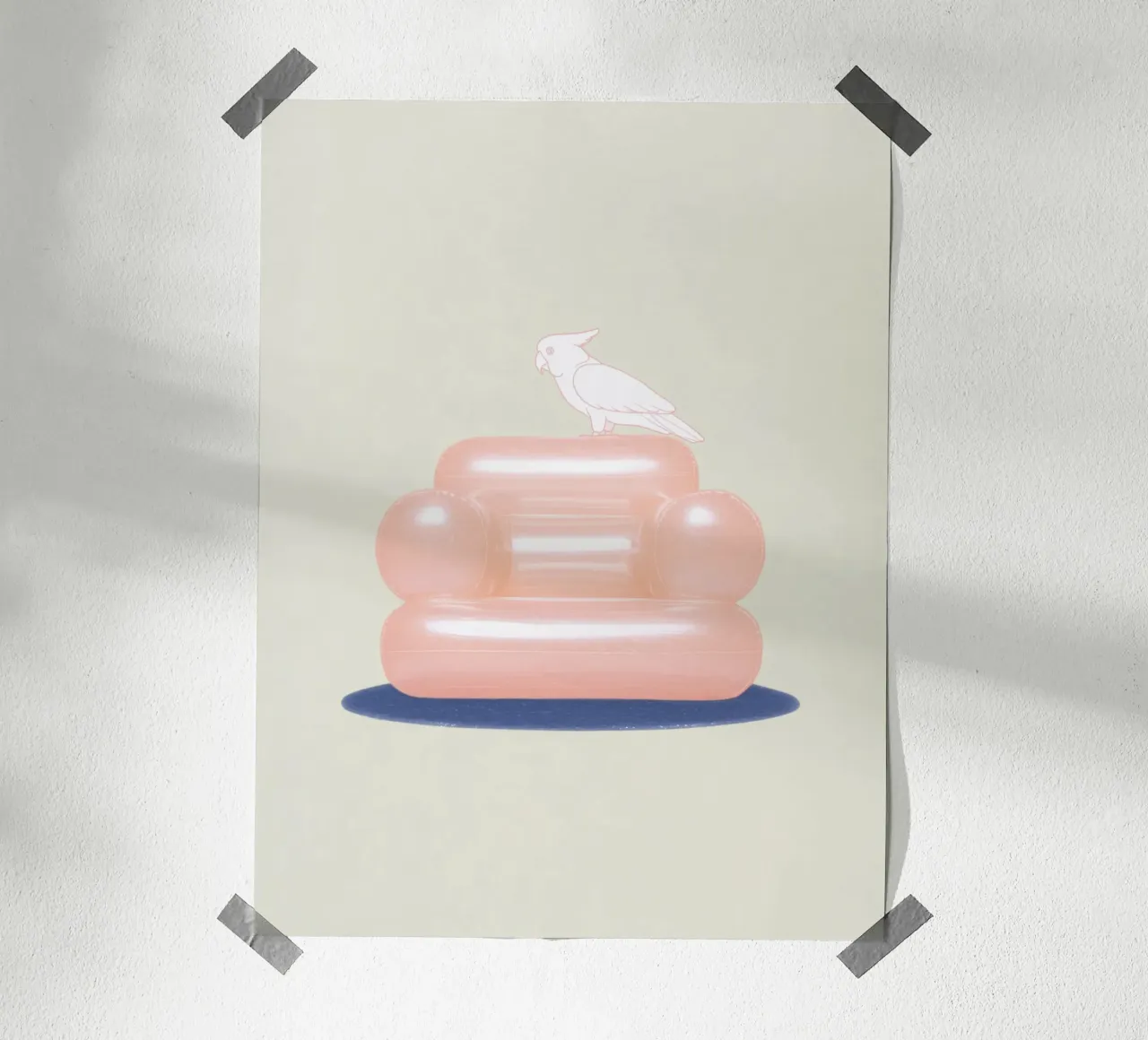 Cacatua con sedile retrò carta hahnemühle da Carinaprint