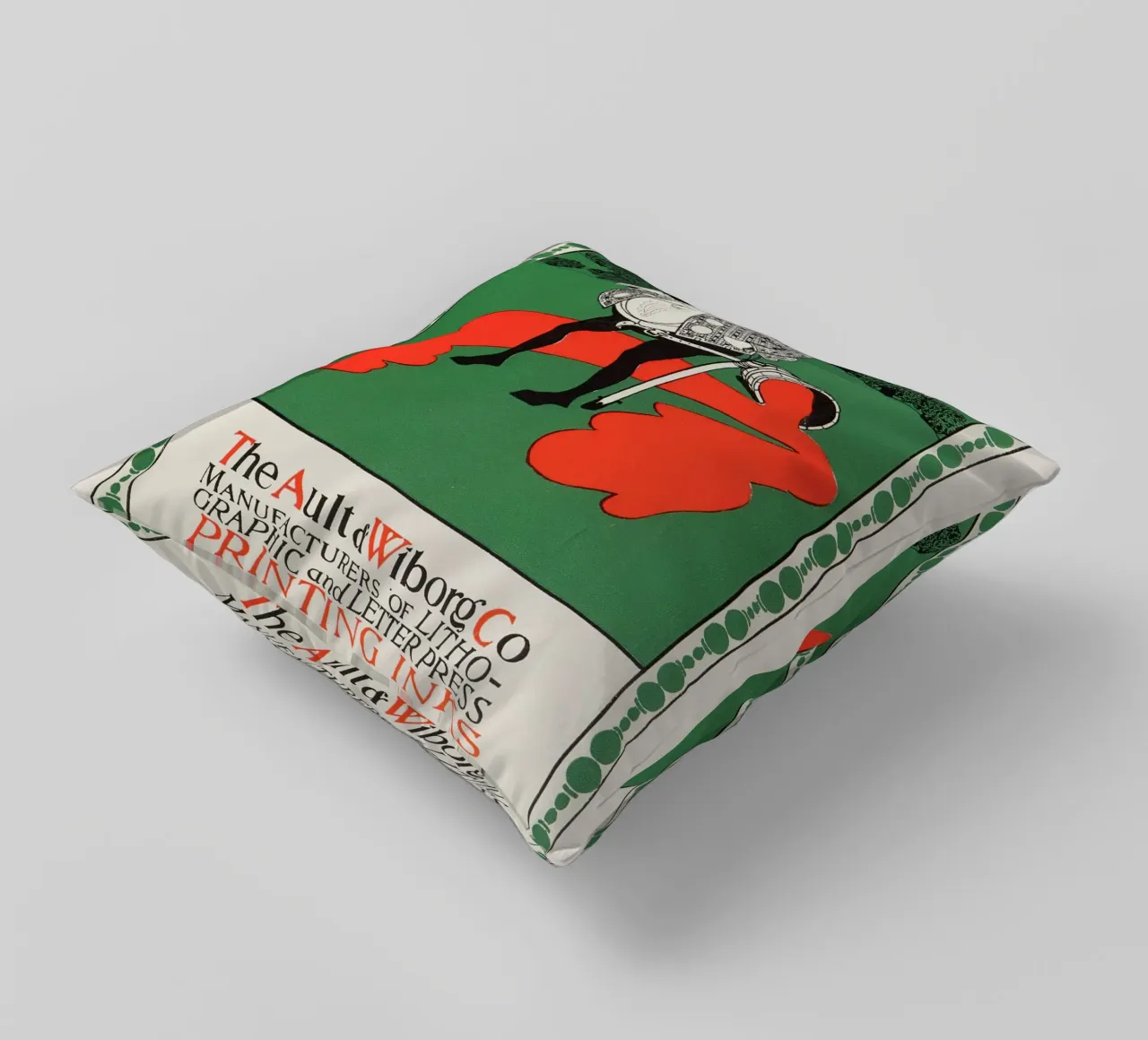 Ault & Wiborg Ad - Bradley's Art Nouveau Printing Ink Design decorative cushion by NorwesClub