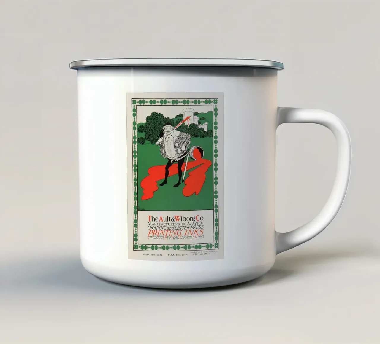 Ault & Wiborg Ad - Bradley's Art Nouveau Printing Ink Design enamel mug by NorwesClub